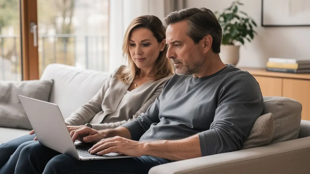 Consultation entre agent immobilier et clients dans un salon moderne à Genève